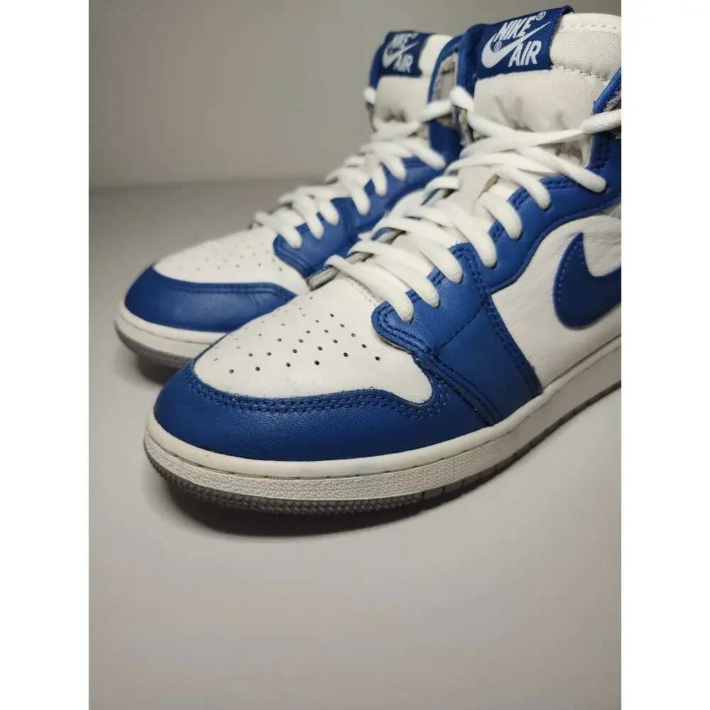 Nike Jordan Kids' 1 High Blue White Sz 5.5Y Leather Athletic Sneaker